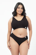 Sera Broad Rib Mid Rise Hipster - Black