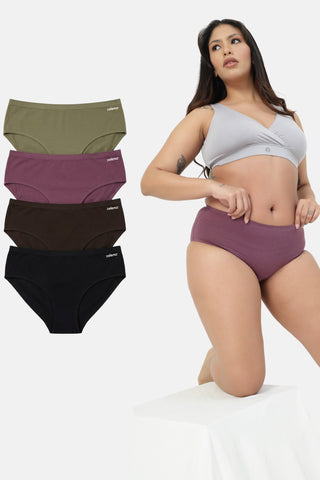 Bonded Modal Mid-Rise Hipster (Pack of 4) (Black, Army Green, Onion & D. Pista)