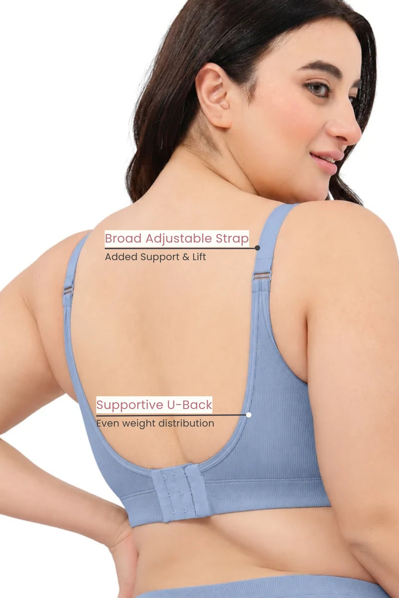 Riva Fine-Rib Cotton Feeding Bra - Mist