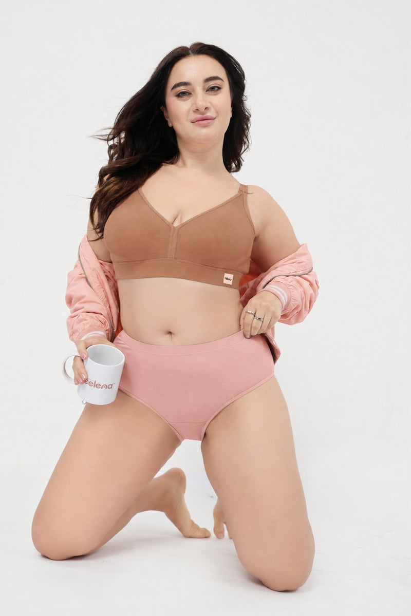 Lira Ribbed Cotton Nursing Padded Bra - Honey