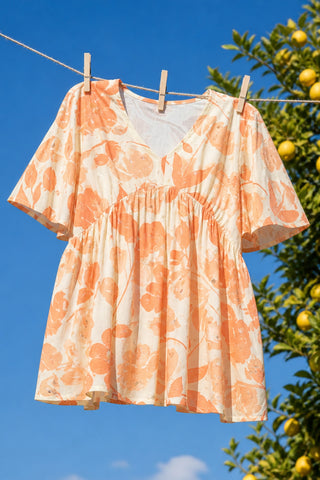 Maternity Printed  Top with Zip Feeding - Orange
