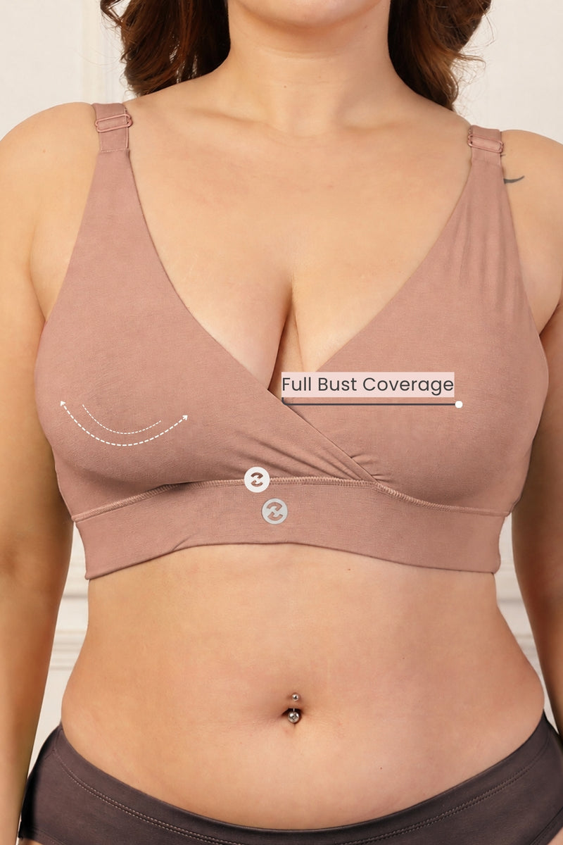 247 Extra Support Cotton Feeding Bra with Adjuster - Caramel