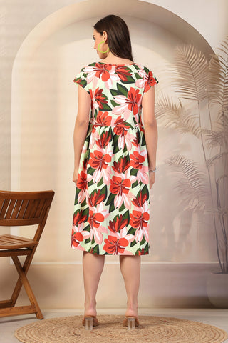 Floral Printed Zipless Maternity Feeding Dress