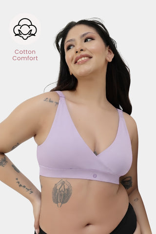 247 Extra Support Cotton Feeding Bra with Adjuster - Lavender