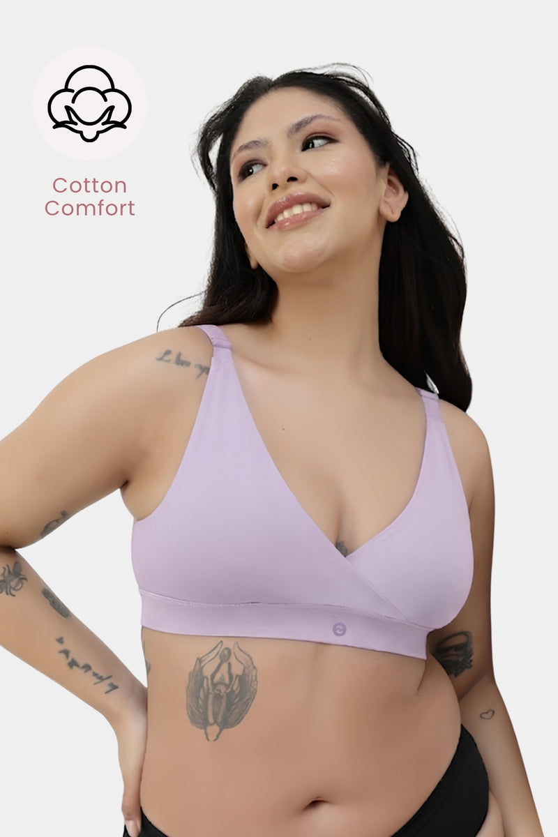 247 Extra Support Cotton Feeding Bra with Adjuster - Lavender