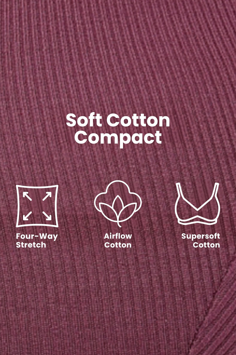 Natural Shape Fine Rib Bra - Dark Berry