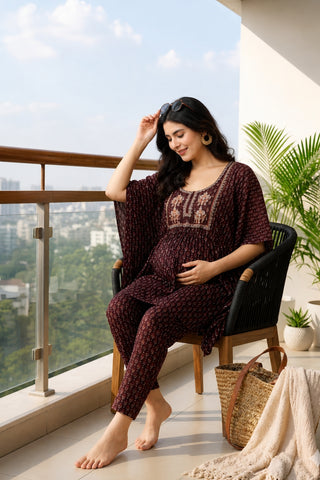 JoyousMom Foil-Printed Ensemble kaftan Set