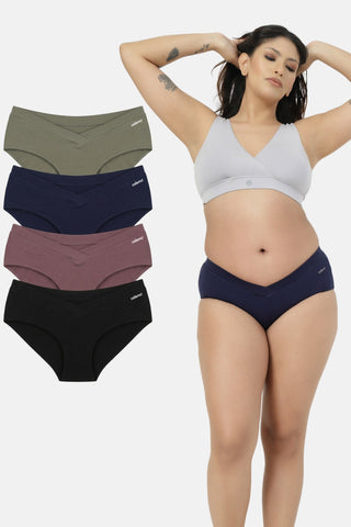Modal C-Section Panties for Mothers (Pack of 4) (Black, Onion, Navy & D. Pista)