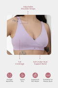 247 Extra Support Cotton Feeding Bra with Adjuster - Lavender