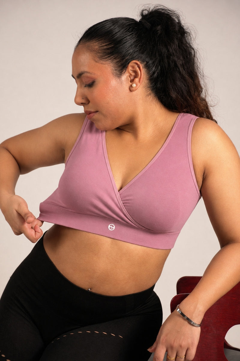 247 Cotton Non Padded Yoga Bra - Mauve