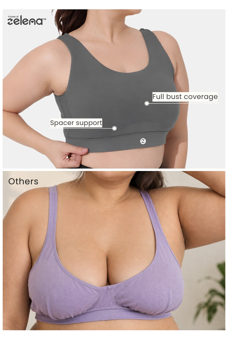 Sculpt & Lift Cotton Sports Bra - Grey