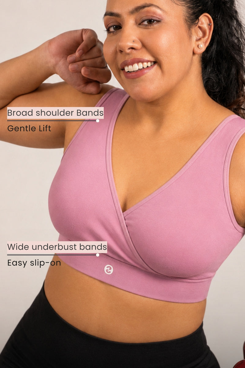 EasyMove non-padded Cotton Yoga Bra - Mauve