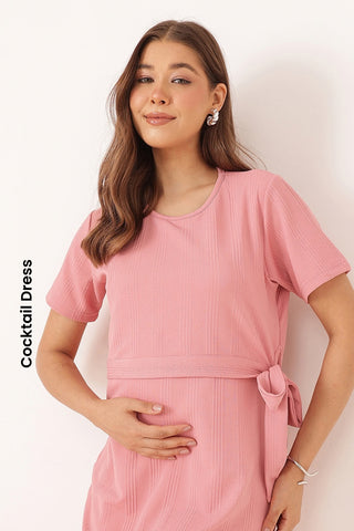 Signature Jacquard Rib Zipless Feeding Dress - Pink