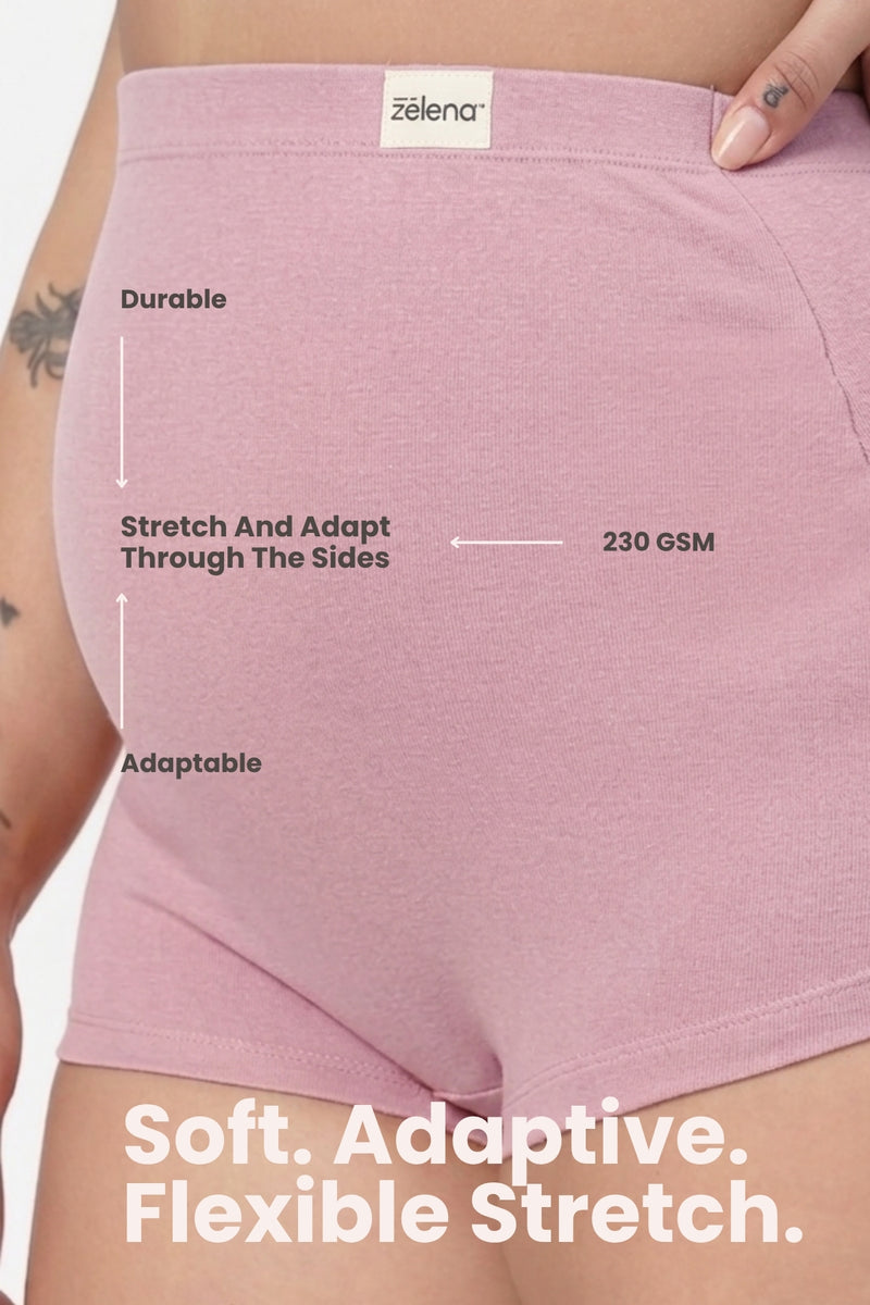 Pregnancy Panty – Over-the-Belly (Rib Textured) - Baby Pink