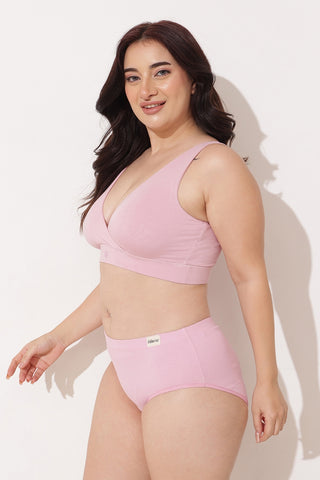 247 (Upgraded) Modal Pack of 2 Padded Maternity Feeding Bra (Light Pink)