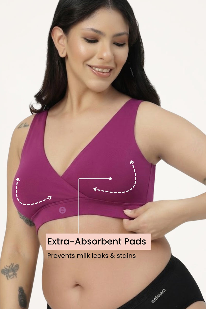 247 (Upgraded) Modal Padded Maternity Feeding Bra - Festival Fuchsia