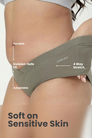 Modal C-Section Panties for Mothers (Pack of 4) (Black, Mauve, Navy & Matcha)