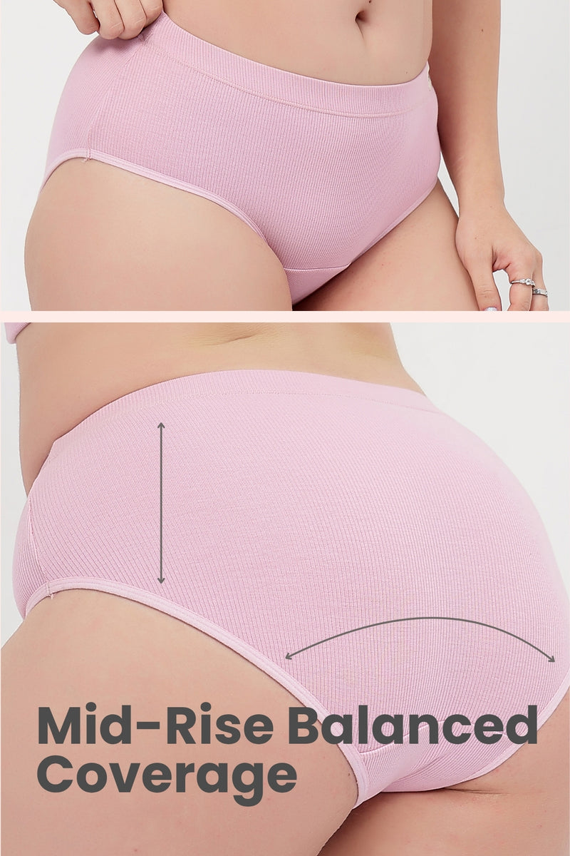 Sera Fine Rib Mid Rise Hipster - Pink