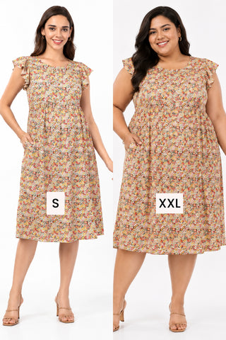 Ditsy Yellow Floral Bloom Zip Feeding Dress