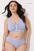 Ruched Modal Front-Open Bra with G-Hook - Mist