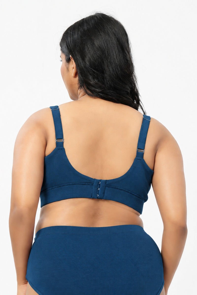 Natural Shape Fine Rib Bra - Airforce