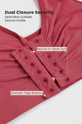 Ruched Tape-Button Nursing Bra - Red