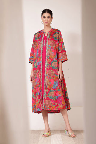 Close Up of Soft Fabric Detail on Laila – The Jewel-Tone Feeding Jacket Dress Set