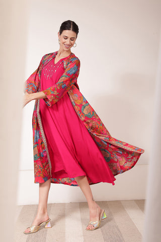 Soft Soft Texture of Laila – The Jewel-Tone Feeding Jacket Dress Set - Breathable & Comfy