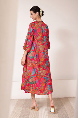 Back View of Laila – The Jewel-Tone Feeding Jacket Dress Set - Flattering Silhouette for Pregnancy