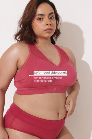 Sculpt & Lift Powermesh Bra - Red