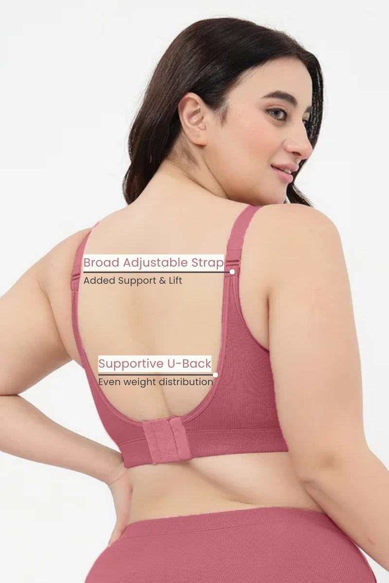 Riva Fine-Rib Cotton Feeding Bra - Blush