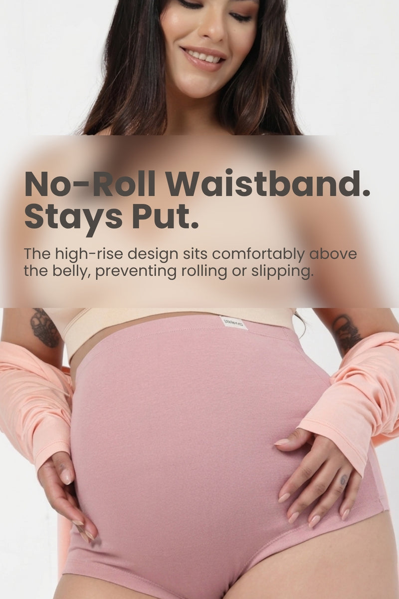 Pregnancy Panty – Over-the-Belly (Rib Textured) - Baby Pink