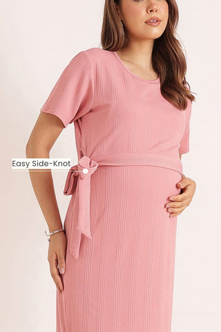 Signature Jacquard Rib Zipless Feeding Dress - Pink
