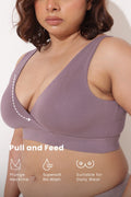 247 (Upgraded) Modal Padded Maternity Feeding Bra - Purple Grey