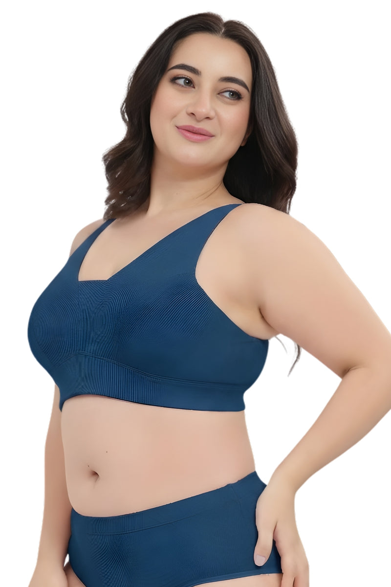 Natural Shape Fine Rib Bra - Airforce