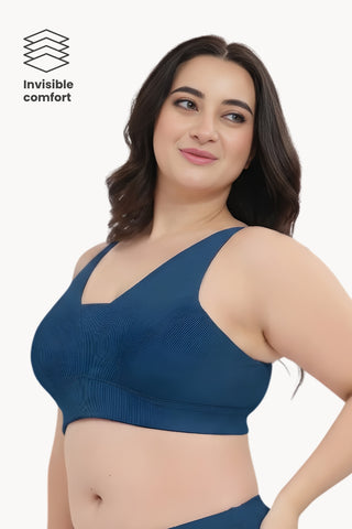 Natural Shape Fine Rib Bra - Airforce