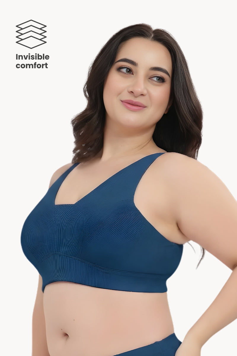 Natural Shape Fine Rib Bra - Airforce