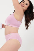 Sera Fine Rib Mid Rise Hipster - Pink