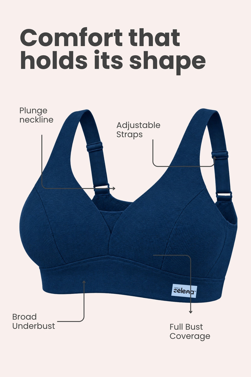 Natural Shape Fine Rib Bra - Airforce