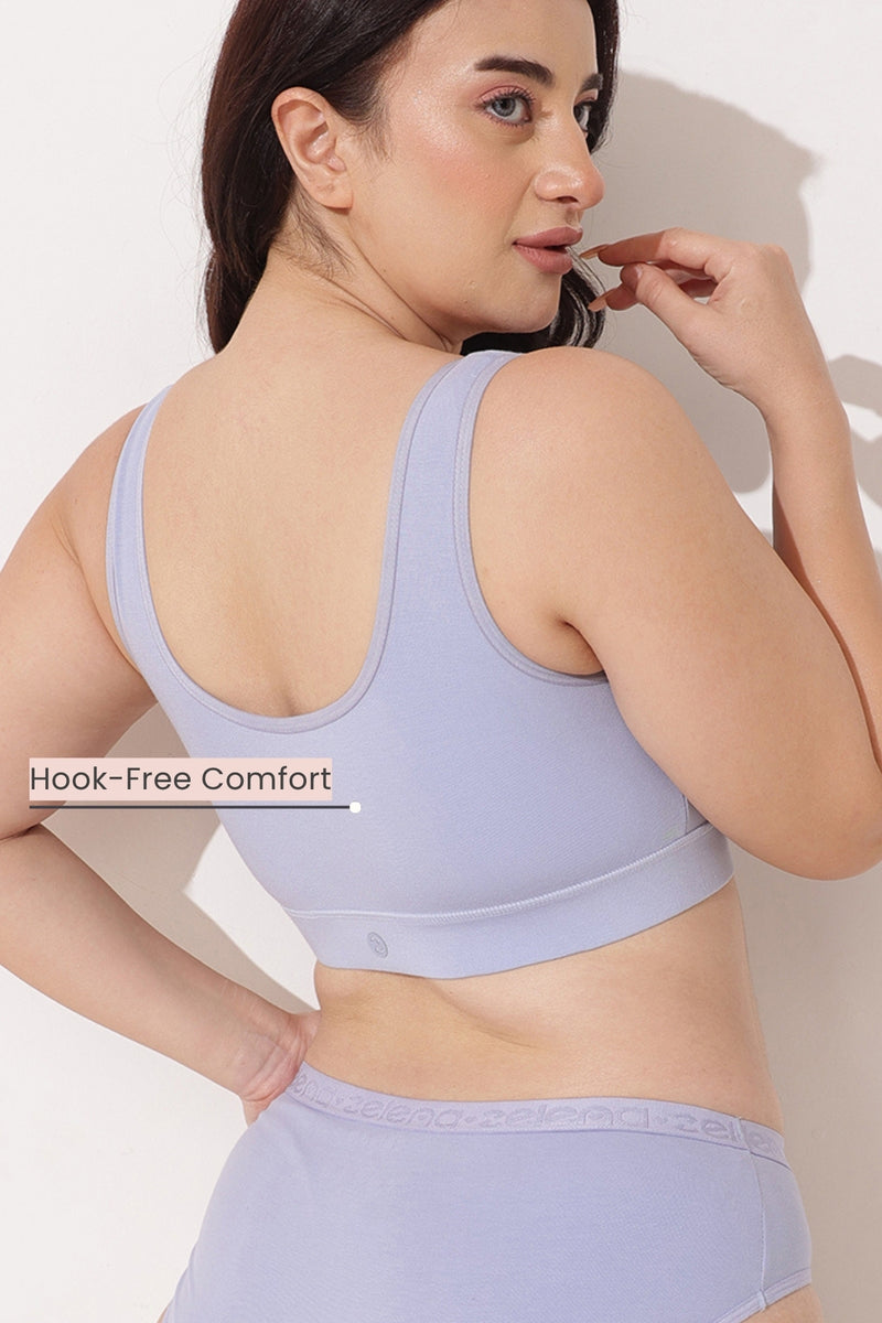 Ruched Modal Front-Open Bra with G-Hook - Mist