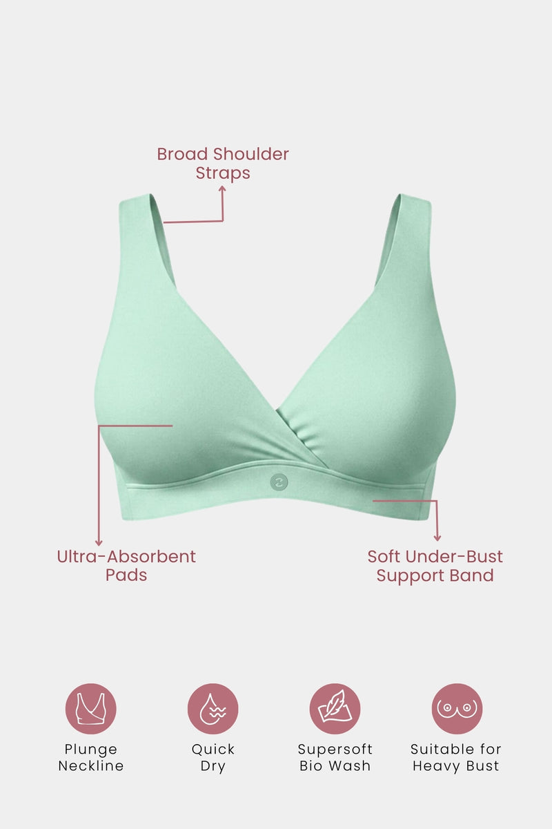 247 (Upgraded) Mint Green Modal Padded Maternity Feeding Bra