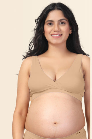 247 Modal Pack of 3 Padded Maternity Feeding Bra (Black, Skin, Light Pink)
