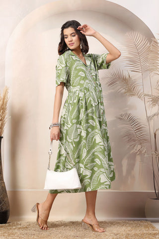 Leafy Chic Comfort Maternity Zipless Feeding Dress