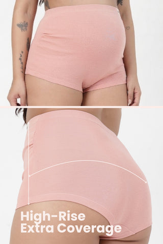 Pregnancy Cotton Panty (Pack of 3) (Skin, Rose Gold & Black)