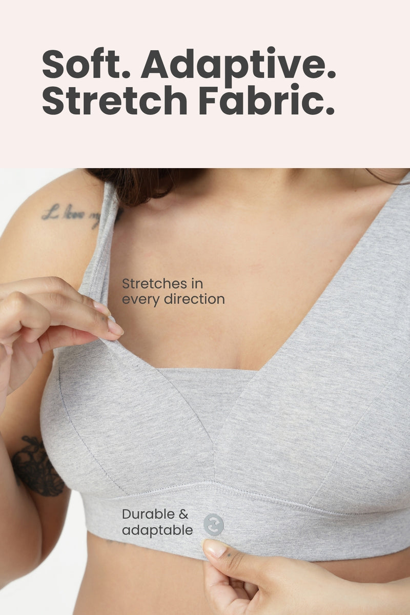 SecureFit Cotton Fixed-Pad Bra - Grey Melange