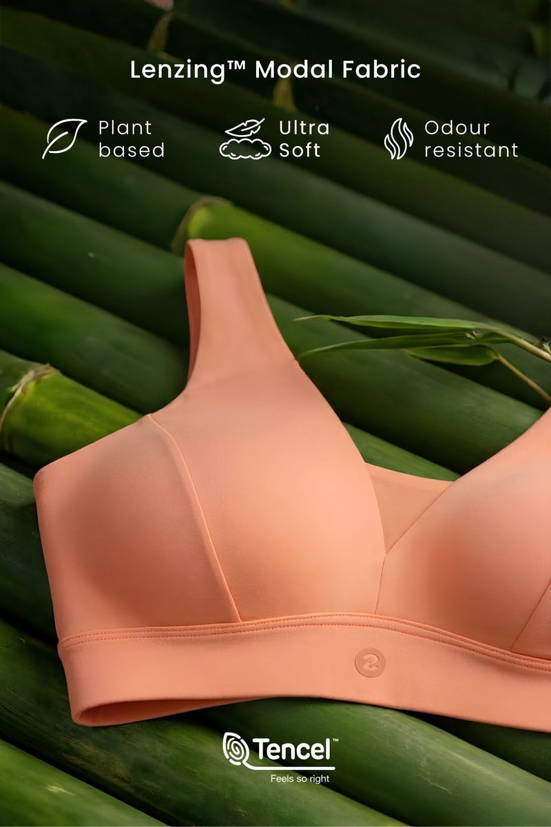 Fixed Padded Modal Maternity Bra with Support - Coral