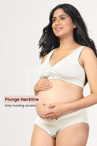 Off White Feeding Bra; full cup coverage ensures modesty and prevents breast spill.