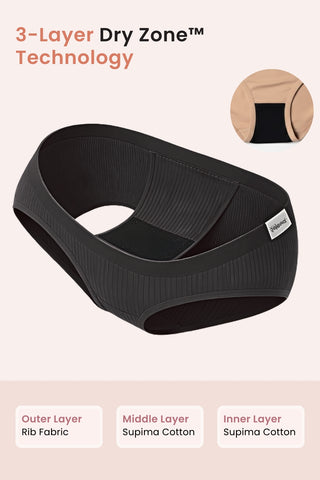 Sera Fine Rib Mid Rise Hipster - Black