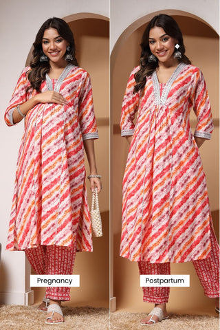 Orange Crush Maternity Kurta Set