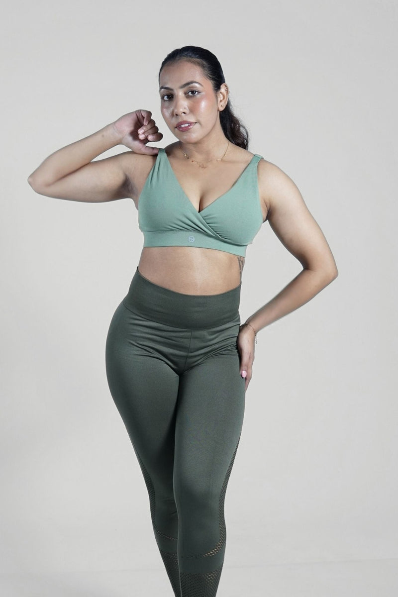 247 Extra Support Cotton Feeding Bra with Adjuster - Medium Green
